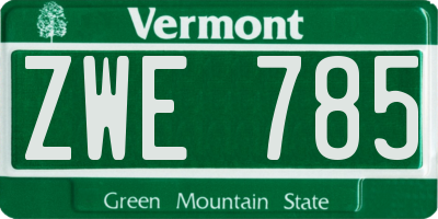 VT license plate ZWE785