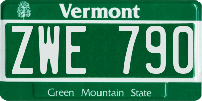 VT license plate ZWE790