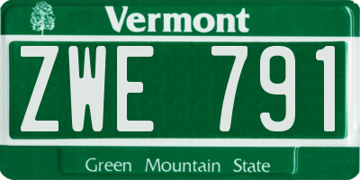 VT license plate ZWE791