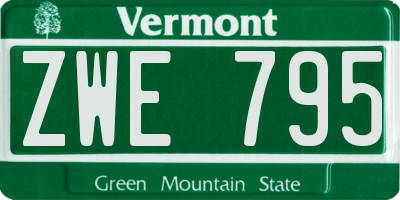 VT license plate ZWE795
