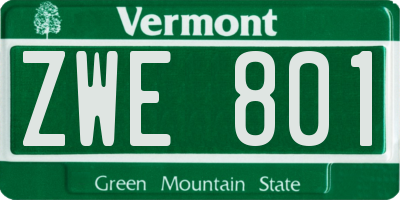VT license plate ZWE801