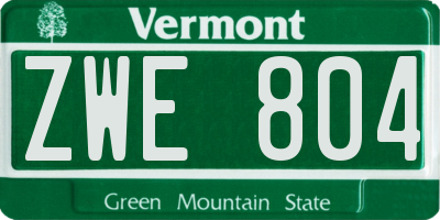 VT license plate ZWE804