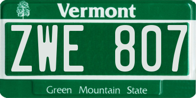 VT license plate ZWE807