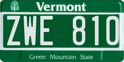 VT license plate ZWE810