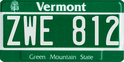 VT license plate ZWE812