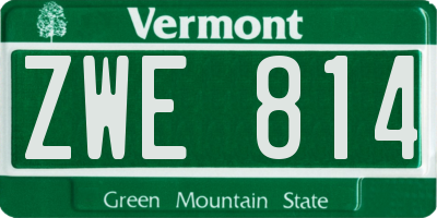 VT license plate ZWE814