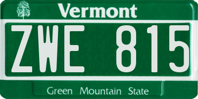 VT license plate ZWE815