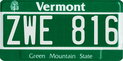VT license plate ZWE816