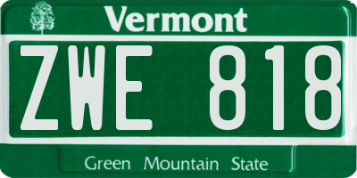 VT license plate ZWE818