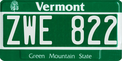 VT license plate ZWE822