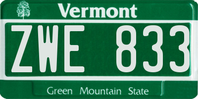 VT license plate ZWE833