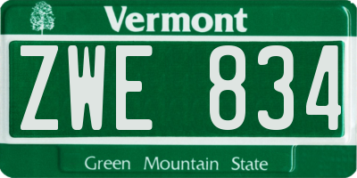 VT license plate ZWE834
