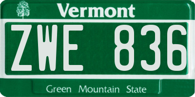 VT license plate ZWE836