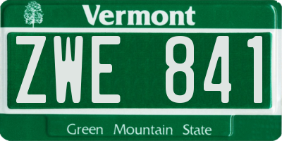 VT license plate ZWE841
