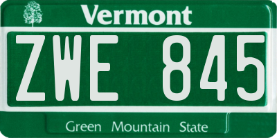 VT license plate ZWE845