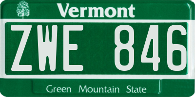 VT license plate ZWE846
