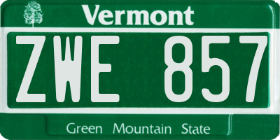 VT license plate ZWE857