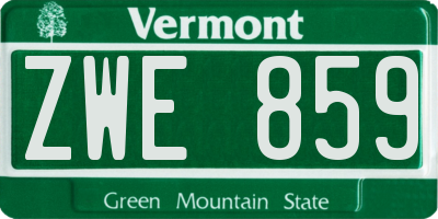 VT license plate ZWE859