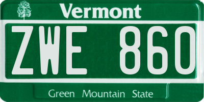 VT license plate ZWE860
