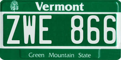 VT license plate ZWE866