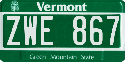 VT license plate ZWE867