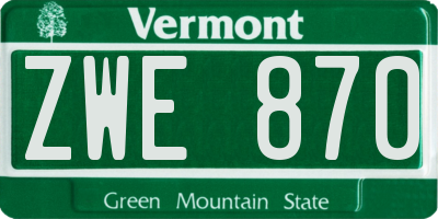 VT license plate ZWE870