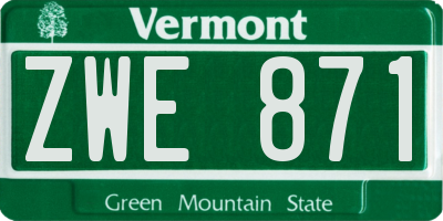 VT license plate ZWE871