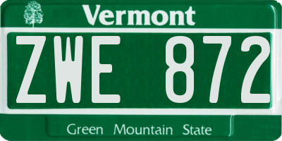 VT license plate ZWE872