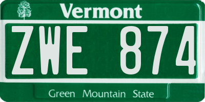 VT license plate ZWE874
