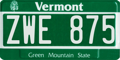 VT license plate ZWE875