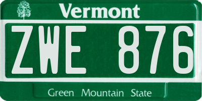 VT license plate ZWE876