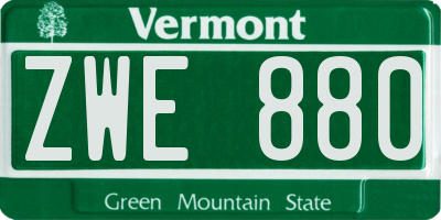VT license plate ZWE880