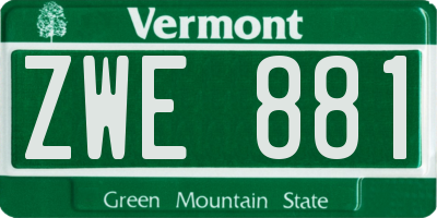 VT license plate ZWE881