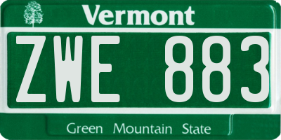 VT license plate ZWE883