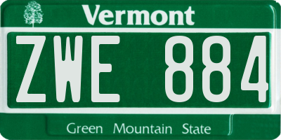 VT license plate ZWE884