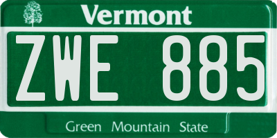 VT license plate ZWE885