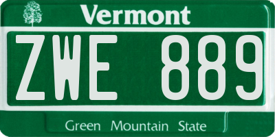 VT license plate ZWE889