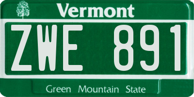 VT license plate ZWE891