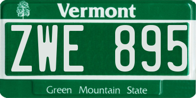 VT license plate ZWE895