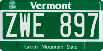 VT license plate ZWE897
