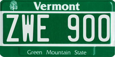 VT license plate ZWE900
