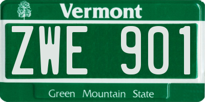 VT license plate ZWE901