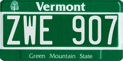 VT license plate ZWE907