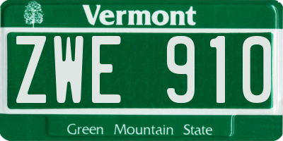 VT license plate ZWE910