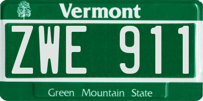 VT license plate ZWE911