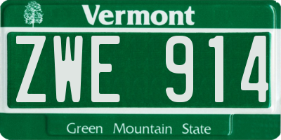 VT license plate ZWE914