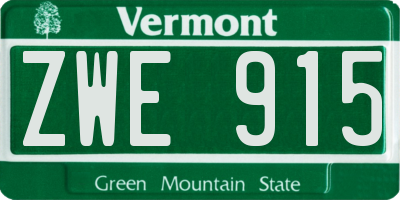 VT license plate ZWE915