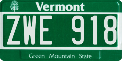 VT license plate ZWE918