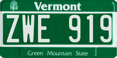 VT license plate ZWE919