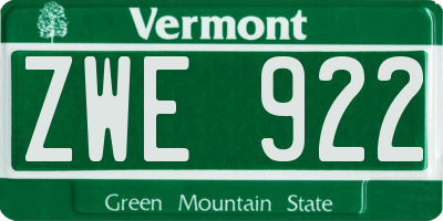 VT license plate ZWE922